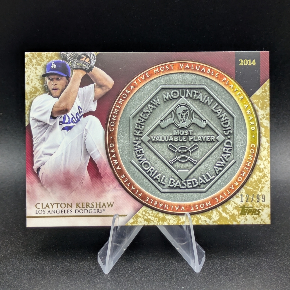 2017 Topps Update Clayton Kershaw # /99 MVP Award Commemorative Medallion Gold